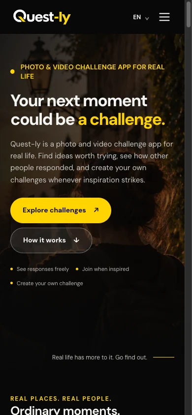 Quest-ly: The current Quest-ly website, captured from the public live page.